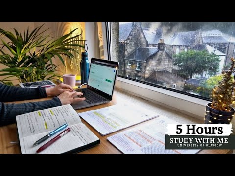 5 HOUR STUDY WITH ME | Background noise,10-min Break, No music, Study with Merve