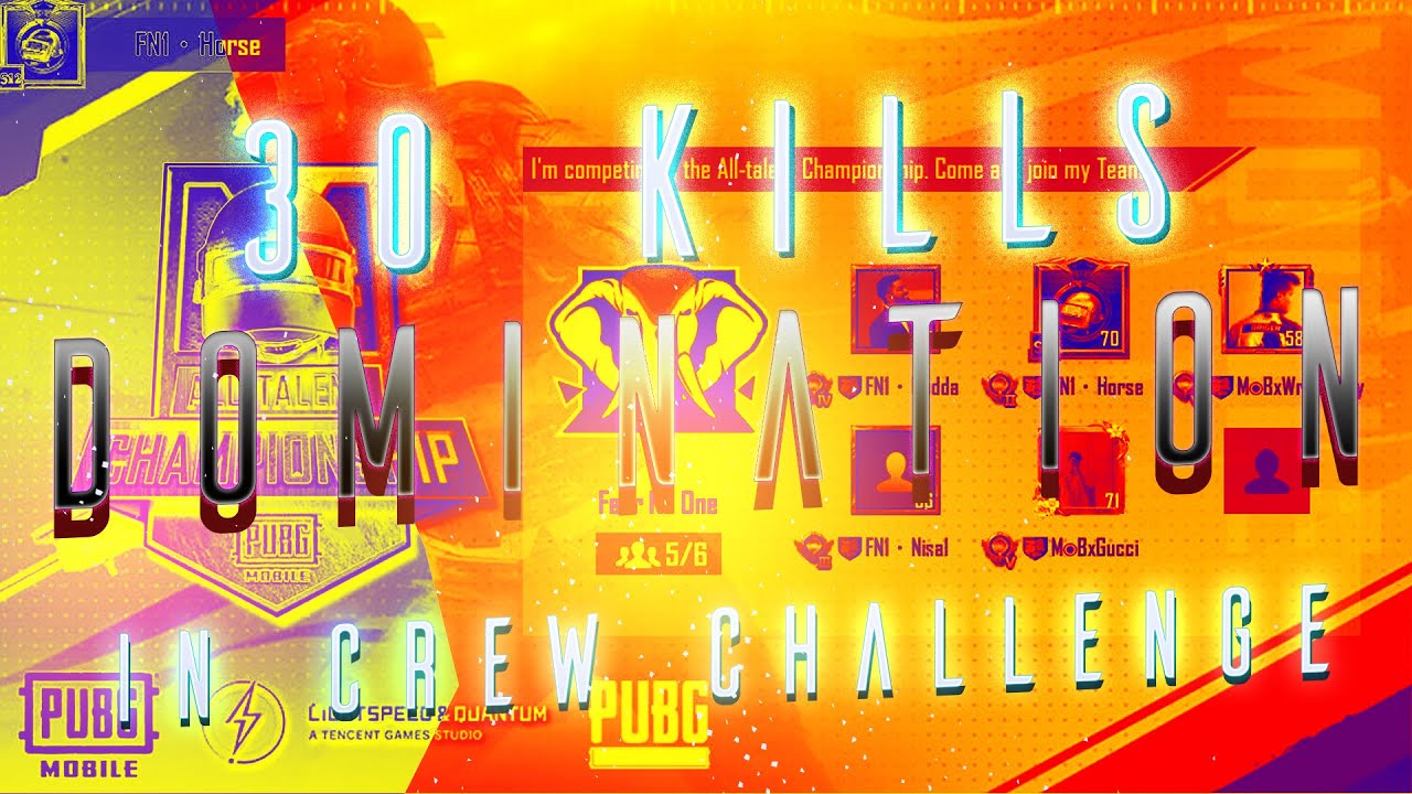 30 KILLS CHICKEN DINNER IN NEW CREW CHALLENGE FT FN1 CREW.