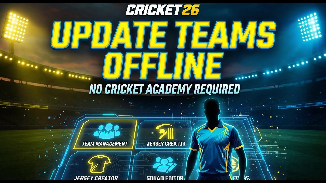 Как вручную загрузить все команды, футболки и составы в Cricket 26 (Академия не требуется)