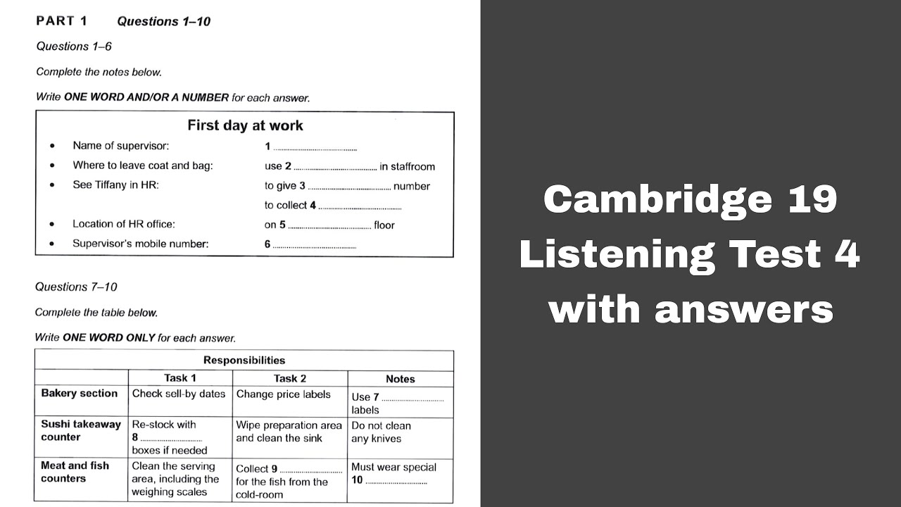Cambridge 19 Listening Test 4 with answers | HD