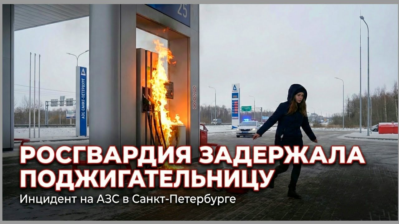 Росгвардия задержала девушку, которая подожгла колонку на АЗС в Петербурге.