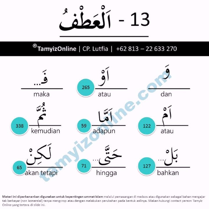 Huruf 13 : al atfu