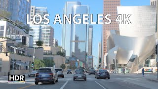 Driving Los Angeles 4K HDR  Downtown Sunrise  USA