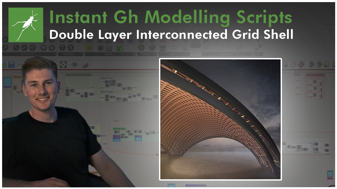 Grasshopper: Grid Shell With Lightweight Tensile Skin Workflow