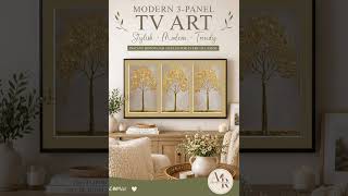 #shorts #frametvart 3 Golden Trees Luxury Abstract 3 Panel Triptych Bundle Set 5 Mat options #tvart