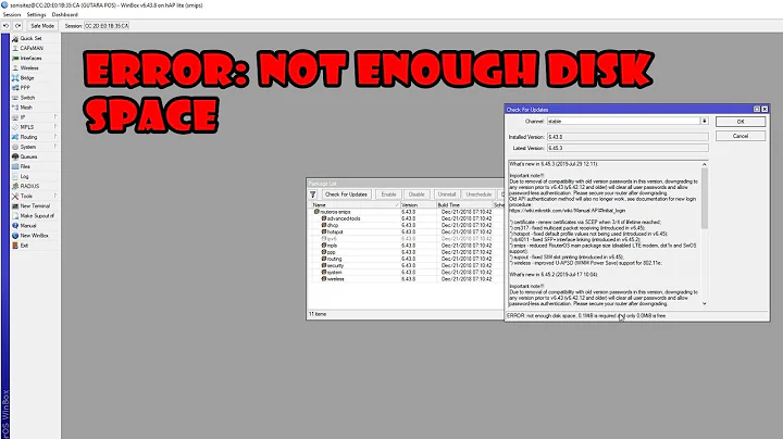 Mikrotik Error Not Enough Disk Space UPGRADE