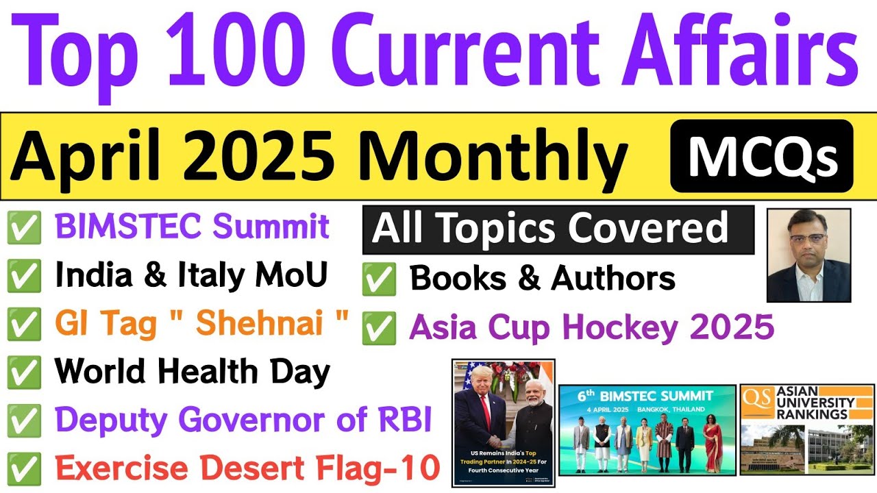 April 2025 Monthly Current Affairs Revision | April Month Current ...