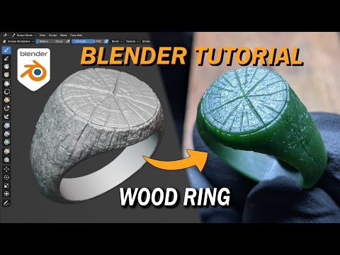 Blender Jewelry Design Wood Signet Ring Alpha Brush Tutorial 
