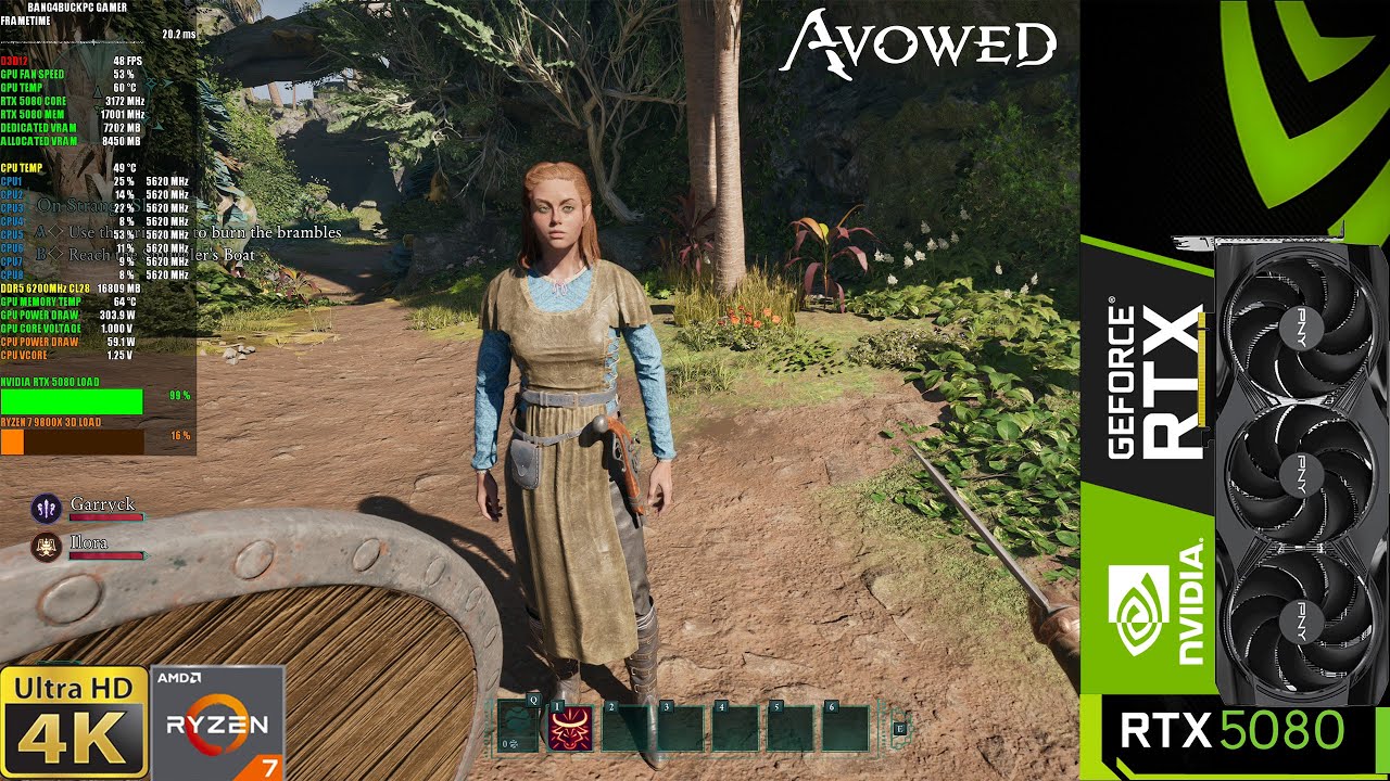 Avowed Epic Settings, Ray Tracing 4K | RTX 5080 | R7 9800X3D 5.6GHz