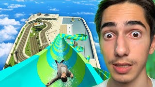 سرسره آبی داخل بلند ترین برج در جی تی ای  GTA V Waterslide !!!