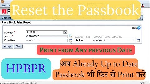 How to reset passbook | Print from Any date