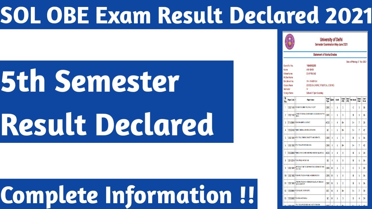 SOL 5th Semester Result Declared 2021 | OBE Exam Result Declared 😮 | BCOM Hons only