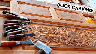 House Front Door carving by UP wood art || Leaf and Flower