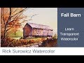 Watercolor Tutorial,  "Fall Barn"  Narrated Transparent Watercolor Tutorial
