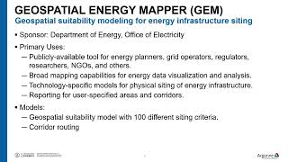Webinar: New Capabilities and Content in GEM - February 4, 2026 | Geospatial Energy Mapper Demo