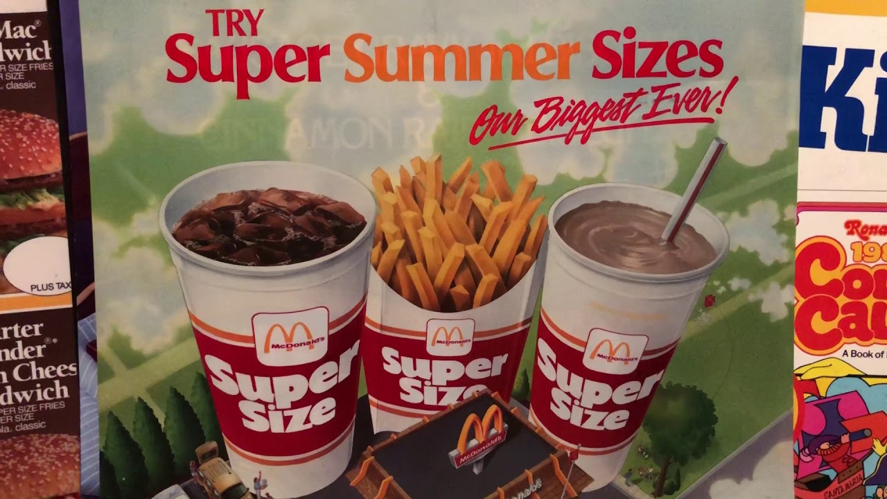 McDonald's Super Size Product Line Burger Fries Soda (1987) 1980s