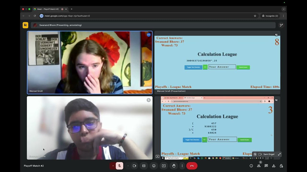 Mental Calculation League, Season 2, Playoff Second Period Match