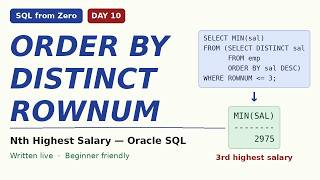 Nth Highest Salary in SQL Explained | ORDER BY, DISTINCT, ROWNUM | Day 10