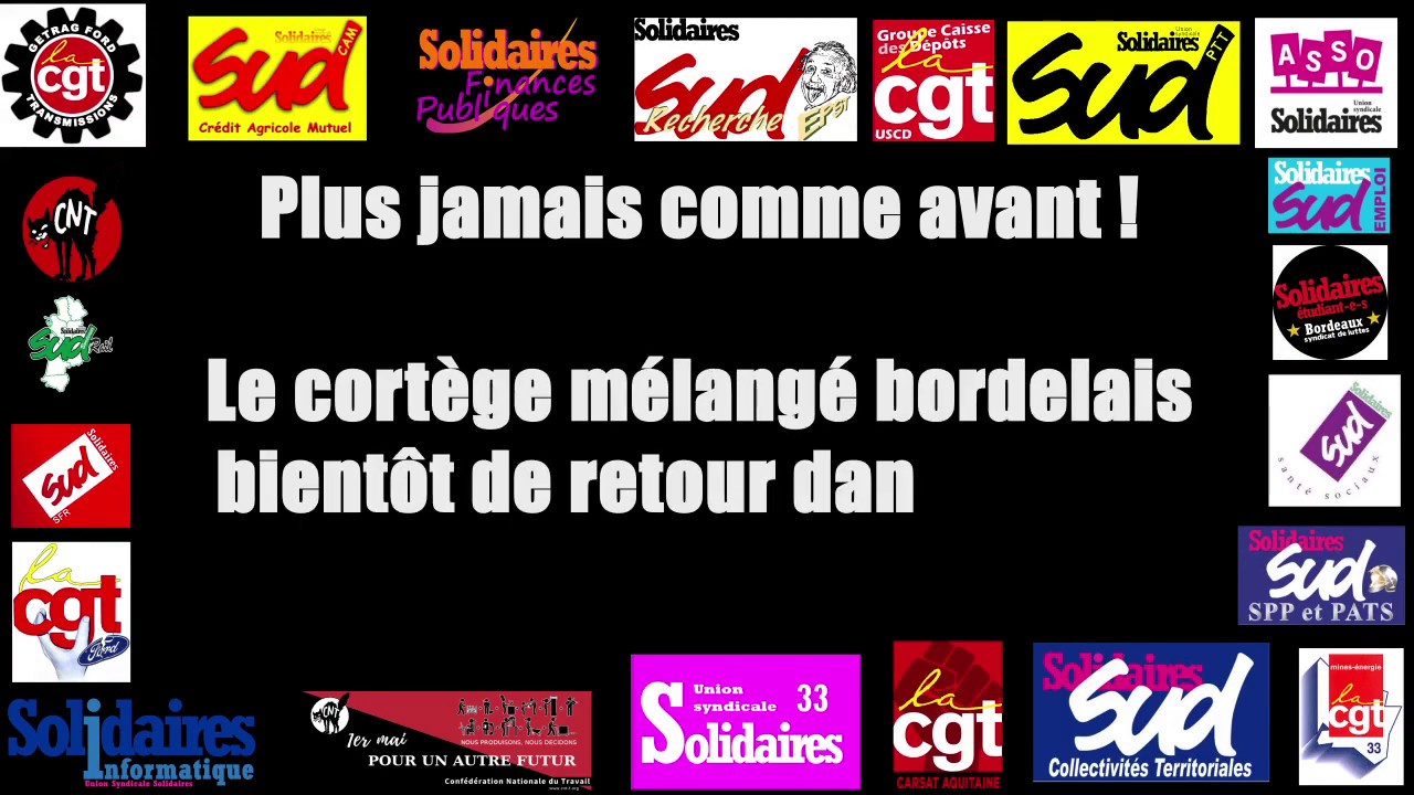 cortège mélangè, Bordeaux 1er mai 2020