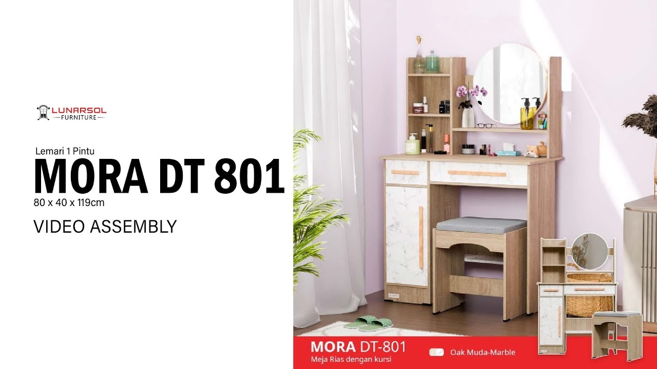 PERAKITAN LUNARSOL MORA DT 801 | Meja Rias Cermin LED