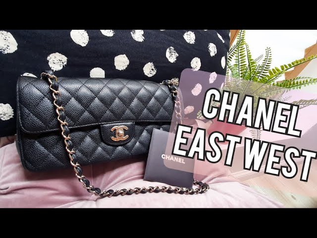 chanel east west flap bag caviar