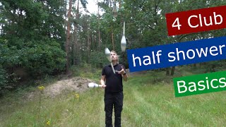 4 Club half shower tutorial I 1 Minute Monday I Modern Juggling