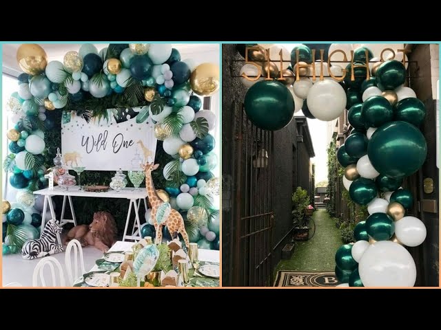 DIY Green and Gold birthday Decoration Ideas, Easy Balloon Garland