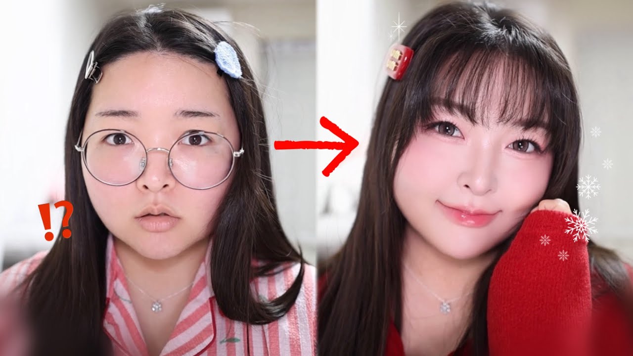 🎄크리스마스 연말 데이트 메이크업❤️똥손도 쉽게 할 수 있는 뷰티꿀팁 탈탈 털었음😘 | 애교살 그리는 법, 노글루속눈썹 잘 붙이는 법, 존예립 꿀조합 추천