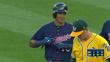 MIN@OAK: Adrianza delivers an RBI single to left