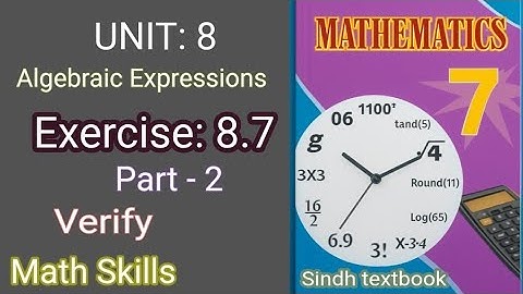 Class 7 Maths | Unit 8 Algebraic Expressions | Exercise 8.7 part 2 | verify | Math Skills