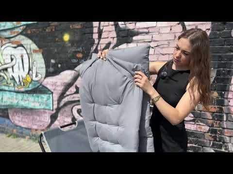 Розкладне крісло шезлонг | Сірий | навантаження до 150 кг | з матрасом і подушкою | LEOBRO LB-FCB-G1-GRY | для вдома, на дачі, або, відео 1