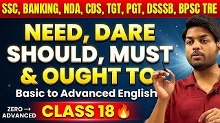 Semi Modal in English Grammar | Need, Dare, Must, Should Complete Lecture | SSC, Bank & All Exams