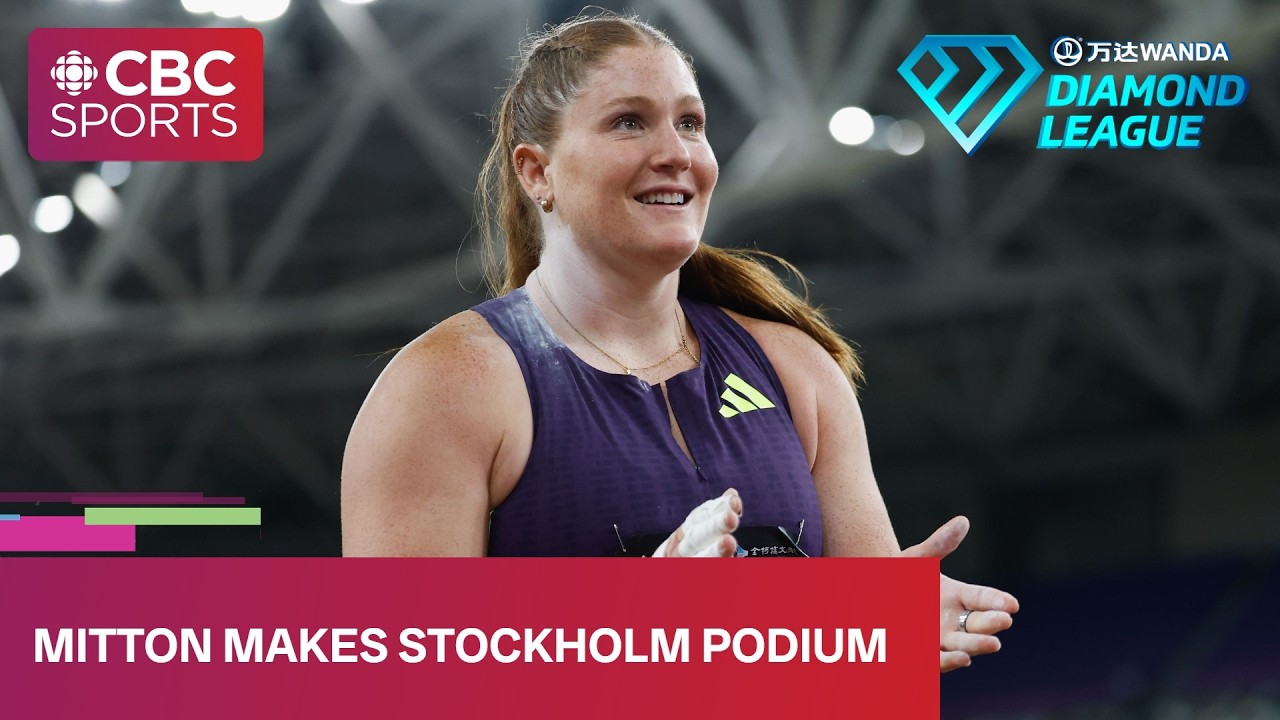 Canada's Sarah Mitton competes in the Diamond League women's shot put in Stockholm