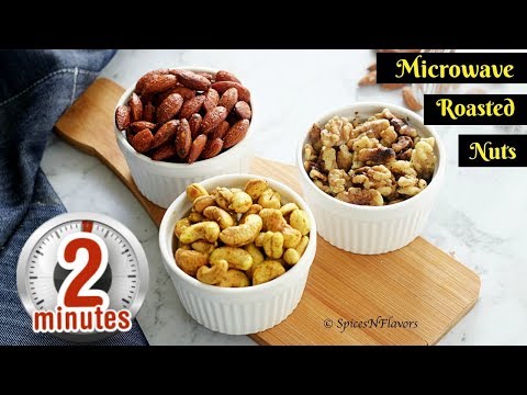 2 mins Spiced Roasted Nuts in Microwave | Microwave Snacks | How to make roasted nuts in microwave