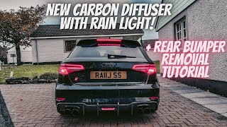 AUDI S3 8V REAR BUMPER REMOVAL TUTORIAL | + NEW CARBON FIBRE DIFFUSER WITH RAIN LIGHT!