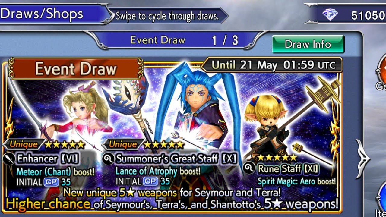 Dissidia Final Fantasy Opera Omnia - Terra & Seymour 35 CP - 50k Gems Saved - Global