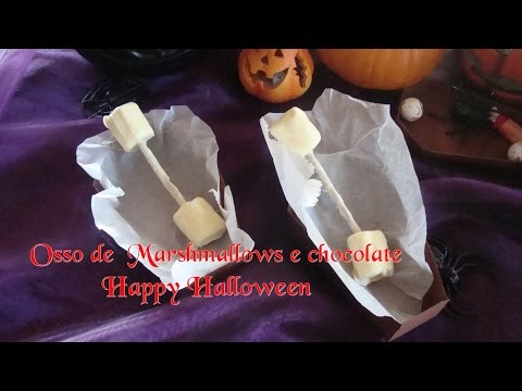 DIY RECEITA Osso de Marshmallows e chocolate #Halloween food 10