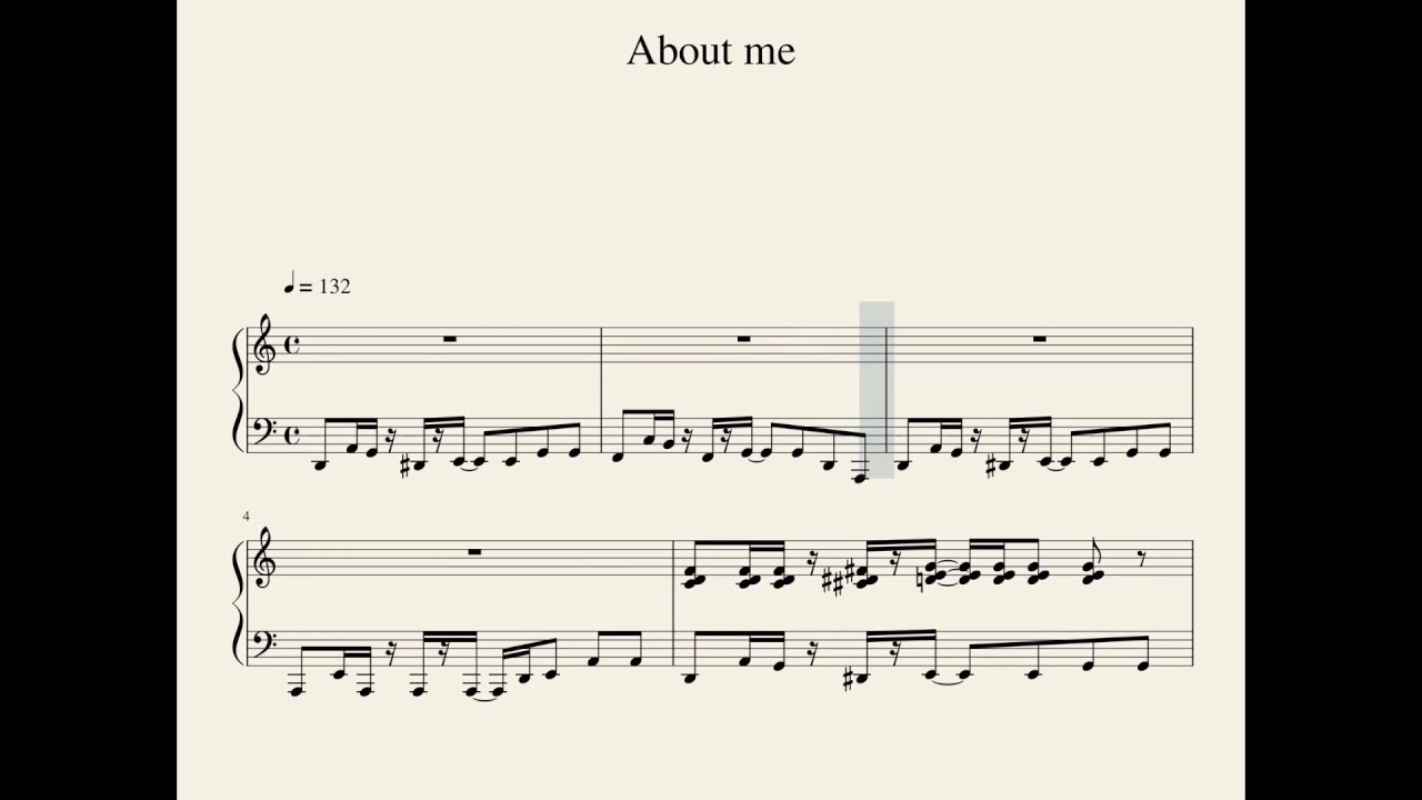 About Me 楽譜 Musical Score Youtube
