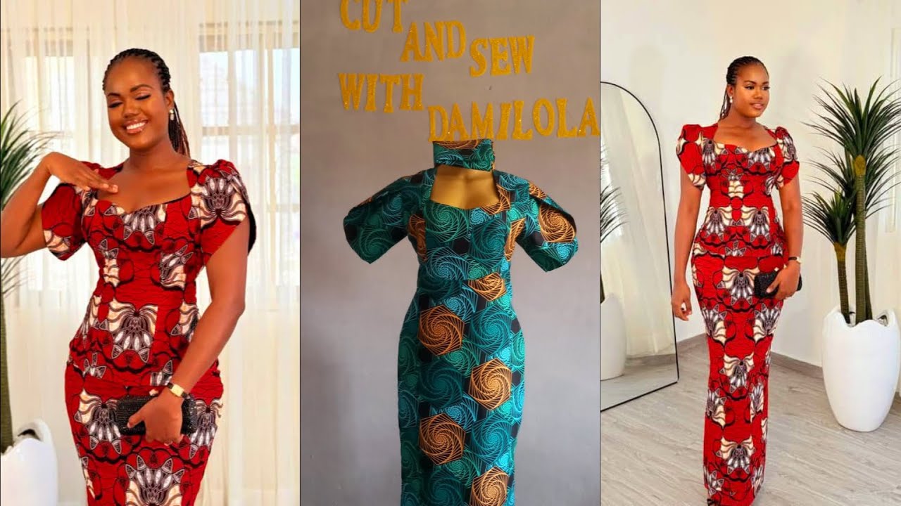 Tutorial on How to Cut a Straight Queen Anne Neckline Gown with Trendy Sleeves | Very Detailed