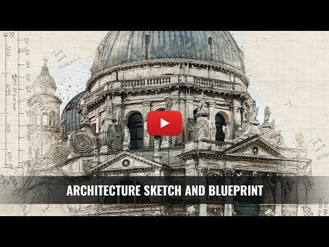 Architecture Sketch and Blueprint Photoshop Action Tutorial