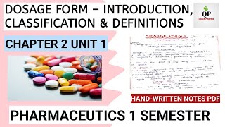 Dosage Forms in Pharmaceutics | Classification | Definitions Ch 2 Unit 1 | Quick Pharma