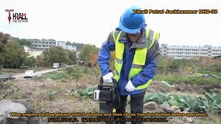 THRALL DHD 58 operation video gasoline hand held rotary drill and jack hammer