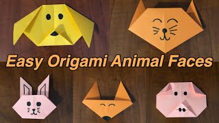 Easy origami animal faces - Easy paper art and crafts for kids - Easy origami for kids