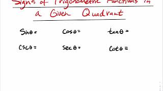 Famous 1.3.3 Determining the Signs of Trigonometric Functions in a Given Quadrant Profile