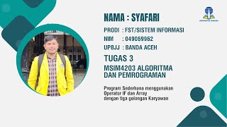 Program Sederhana menggunakan Operator IF dan Array dengan tiga golongan Karyawan