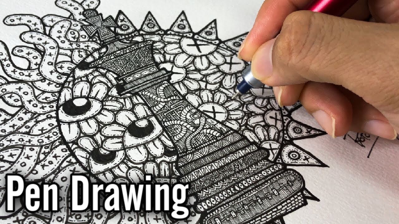 ペン画 アナログ絵師が簡単でオシャレなお花イラストの描き方 イラストメイキング Pen Drawing Youtube