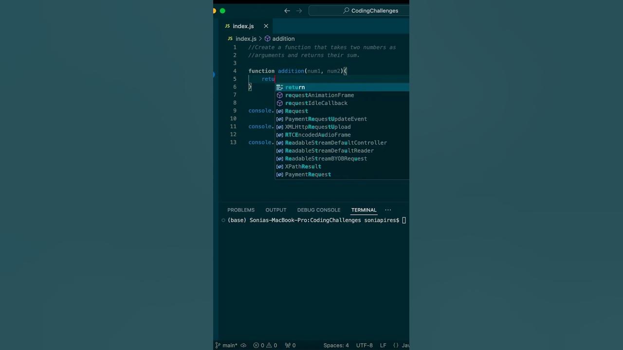 Javascript addition coding challenge youtube