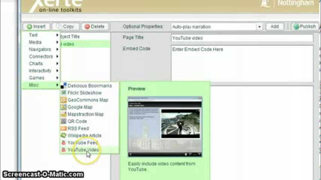 Adding a YouTube video to Xerte