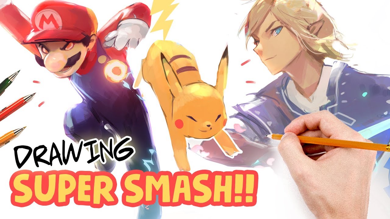 Drawing a SUPER SMASH BROS Illustration! - YouTube