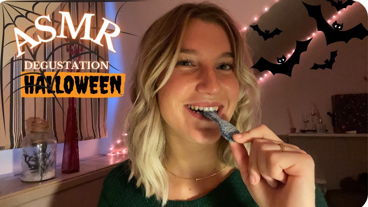 ASMR - DEGUSTATION D'HALLOWEEN AVEC L'INTENSITE DU MICRO +++ #asmr #asmrfrançais #halloween